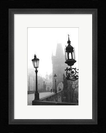 Framed Charles Bridge in Morning Fog I Print