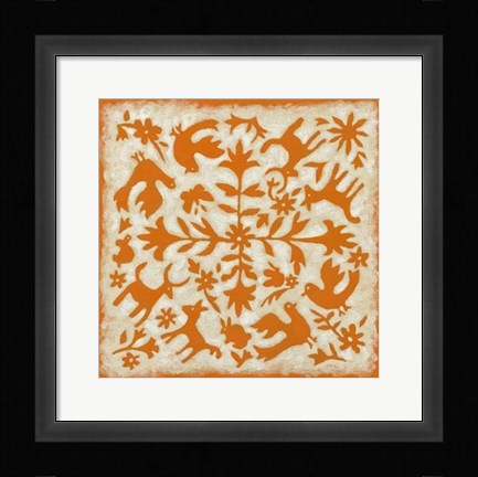 Framed Folk Story in Orange Print