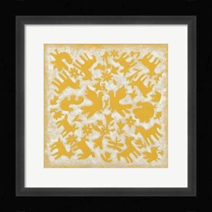 Framed Folk Story in Yellow Print