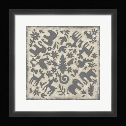 Framed Folk Story in Grey Print