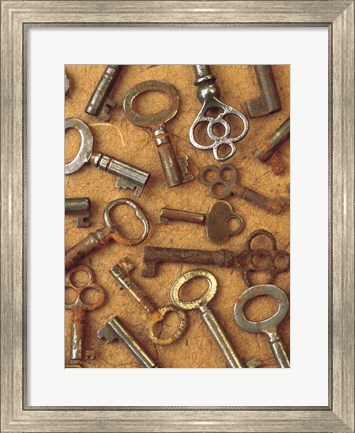 Framed Antique Key Collage Print