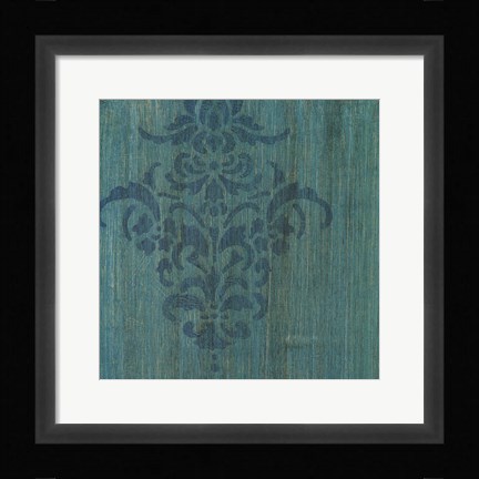 Framed Verdigris Damask I Print
