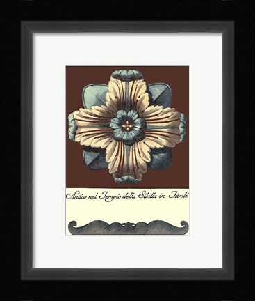 Framed Aqua &amp; Brown Rosette I Print