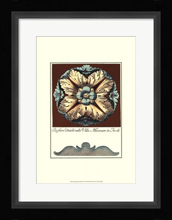 Framed Aqua &amp; Brown Rosette II Print