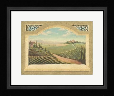 Framed Vineyard Window I Print