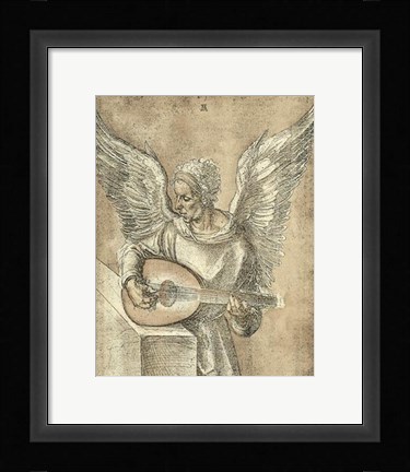 Framed Angel with Lute Print