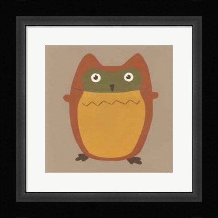 Framed Earth-Tone Owls I Print