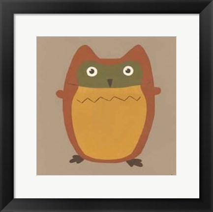 Framed Earth-Tone Owls I Print
