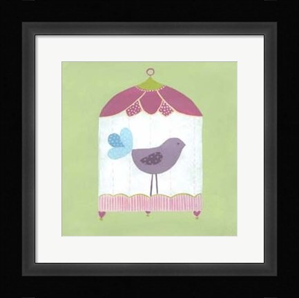Framed Patchwork Birdcage I Print