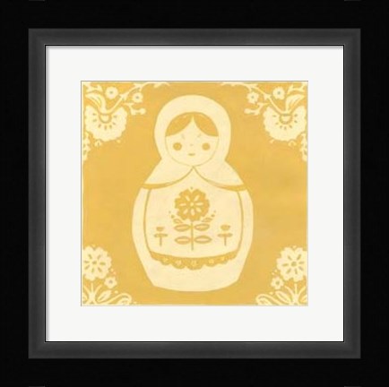 Framed Russian Doll in Yellow Print