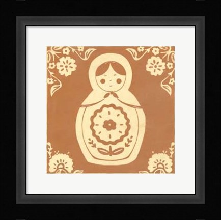 Framed Russian Doll in Orange Print