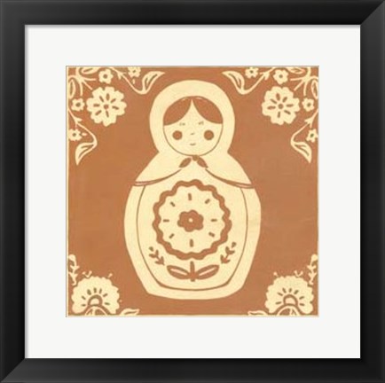 Framed Russian Doll in Orange Print