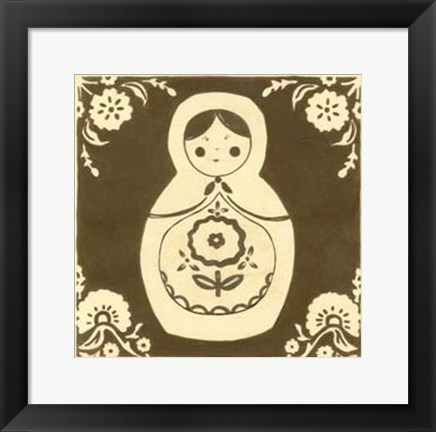 Framed Russian Doll in Brown Print