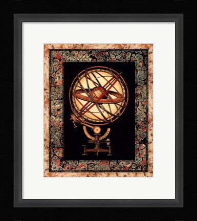 Framed Globe with Marble Border I Print