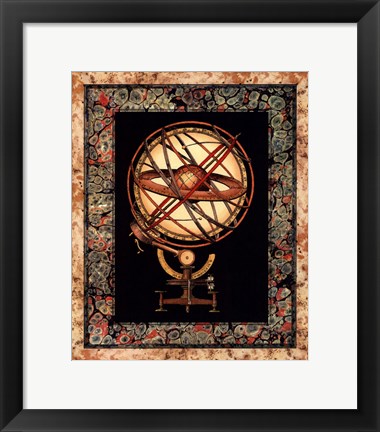 Framed Globe with Marble Border I Print