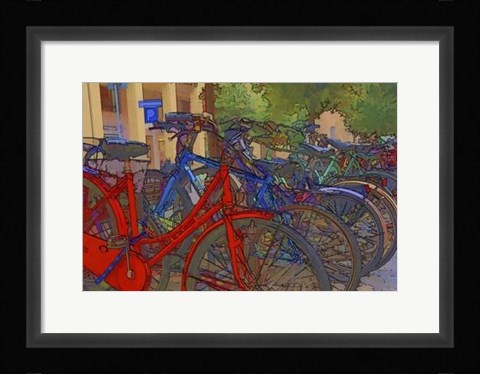 Framed Colorful Bicycles I Print