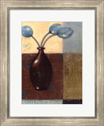 Framed Ebony Vase with Blue Tulips II Print
