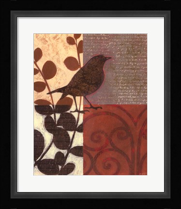 Framed Damask Sparrow Print