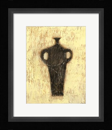 Framed Woodcut Ebony Vase I Print