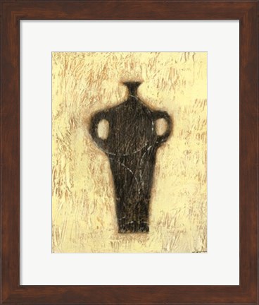 Framed Woodcut Ebony Vase I Print