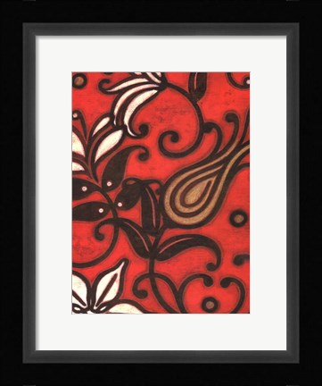 Framed Scarlet Textile I Print