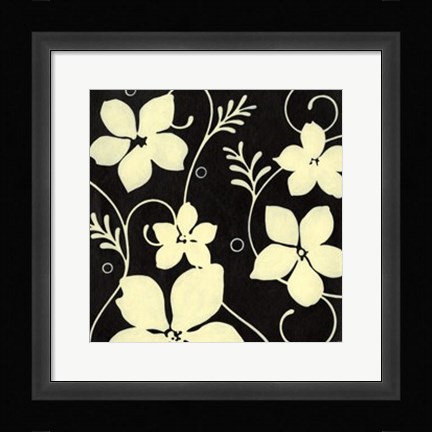 Framed Black with Cream Flowers Print