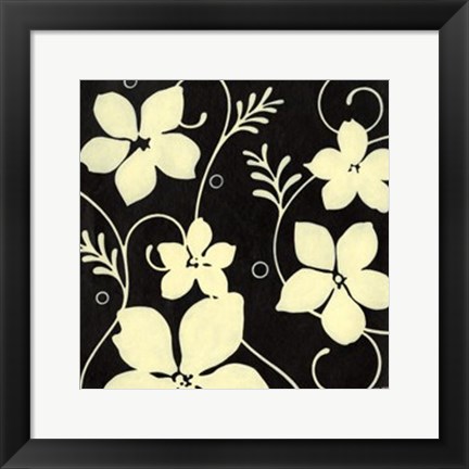 Framed Black with Cream Flowers Print
