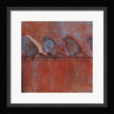 Framed Row of Sparrows I Print