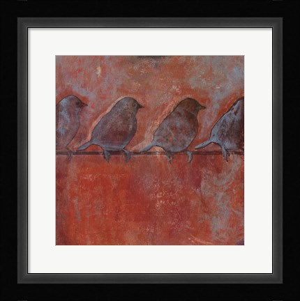 Framed Row of Sparrows II Print