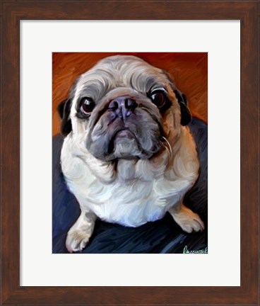 Framed Pug on a Rug Print