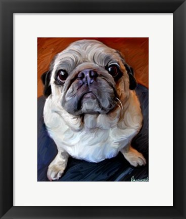 Framed Pug on a Rug Print