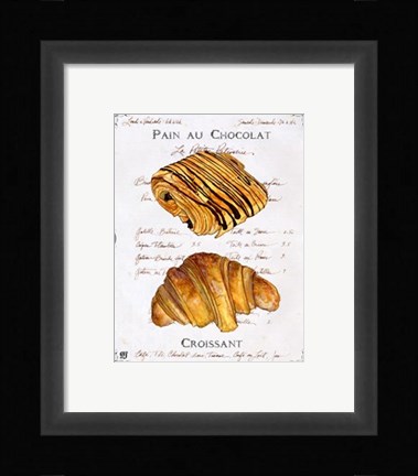 Framed Pain au Chocolat et Croissant Print