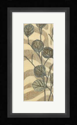 Framed Leaves on Stripes I Print