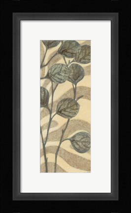 Framed Leaves on Stripes II Print