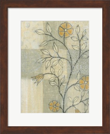 Framed Neutral Linen Blossoms I Print