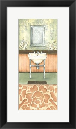 Framed Damask Bath II Print