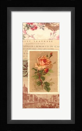 Framed Vintage Rose Panel I Print
