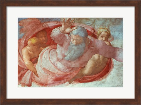 Framed Sistine Chapel: God Dividing the Waters and Earth Print