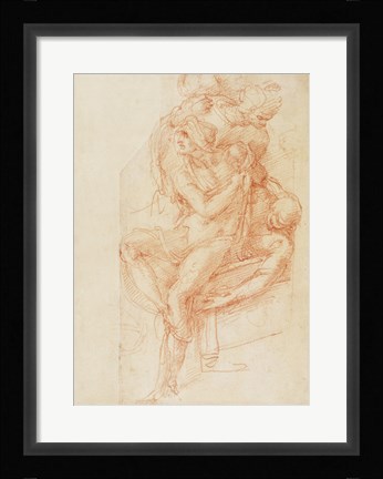 Framed Study of Lazarus and two Attendant Figure Print
