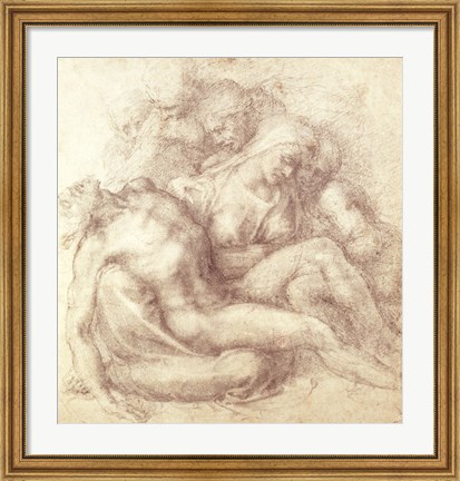 Framed Figures Study for the Lamentation Over the Dead Christ, 1530 Print