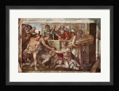 Framed Sistine Chapel Ceiling: Noah After the Flood Print