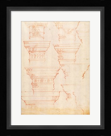Framed W.18v Study of column capitals Print