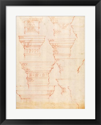 Framed W.18v Study of column capitals Print