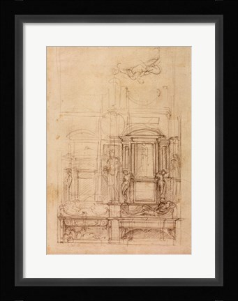 Framed W.26r Design for the Medici Chapel in the church of San Lorenzo, Florence Print