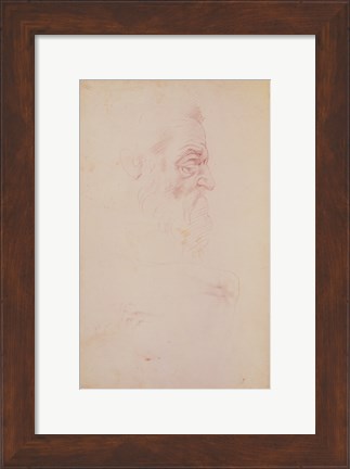 Framed Sketch of a male head and two legs Print