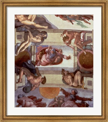 Framed Sistine Chapel Ceiling (1508-12): The Separation of the Waters from the Earth, 1511-12 Print