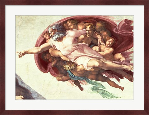 Framed Sistine Chapel Ceiling: The Creation of Adam, detail of God the Father, 1508-12 Print
