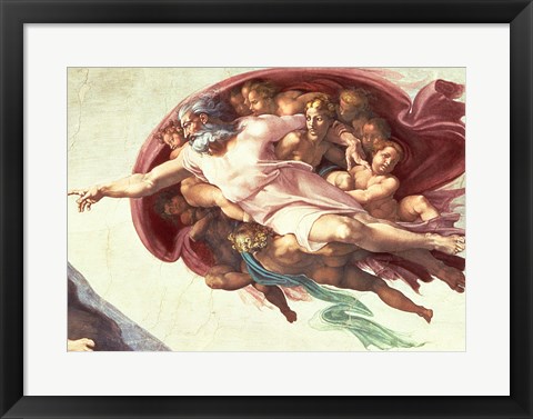 Framed Sistine Chapel Ceiling: The Creation of Adam, detail of God the Father, 1508-12 Print