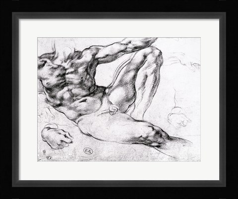 Framed Study for the Creation of Adam Print