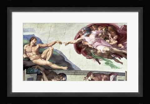Framed Sistine Chapel Ceiling (1508-12): The Creation of Adam, 1511-12 Print